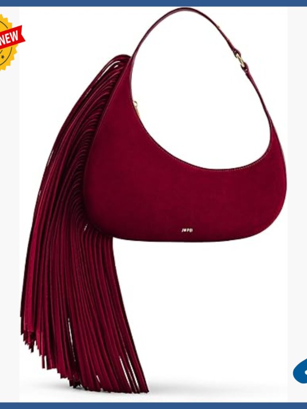 Faux Suede Hobo Shoulder Bag with Gold Hardware, Fits Phone